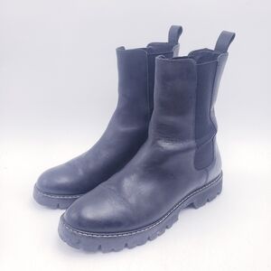 J. Crew Gwen‎ Lug-sole High Shaft Chelsea Boots Black Leather Womens Size 8